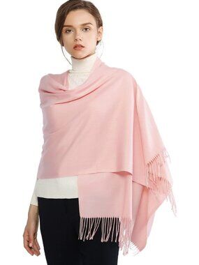 Women's Peach Pink Wedding Bridal Scarf Pashmina Shawls Long Large Scarves
